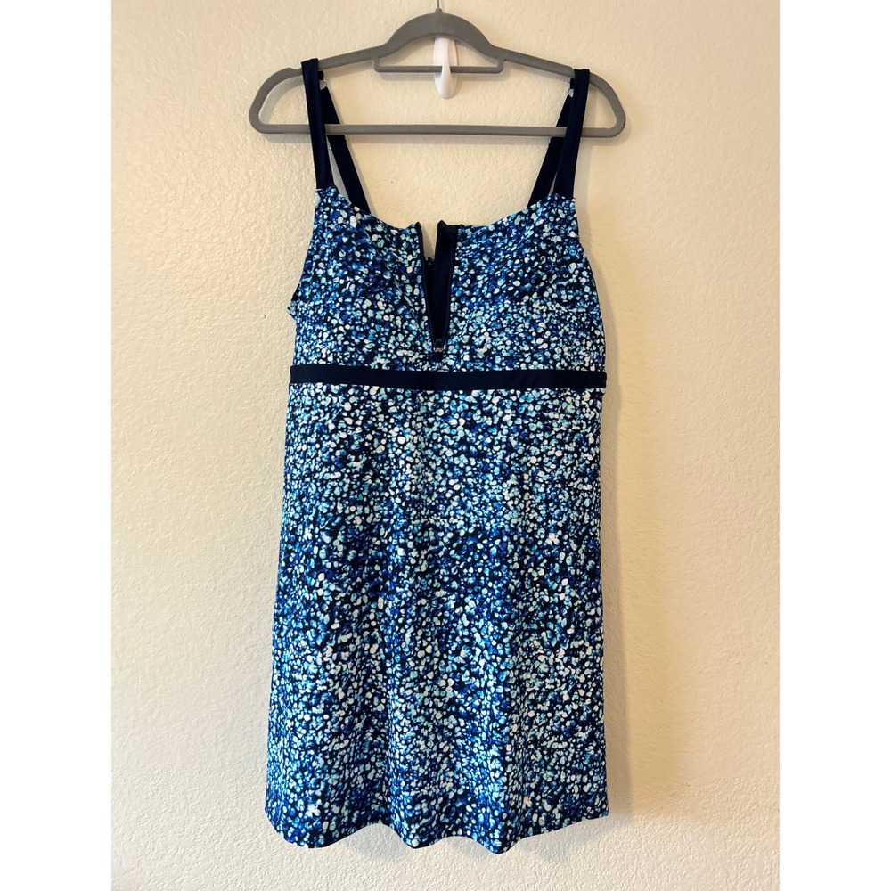 NWT Lands' End Zip Front Swim Dress Turquoise Resortwear Vacation SZ XXL - Picture 2 of 7